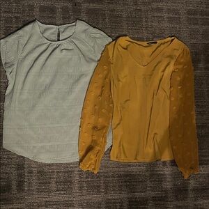 Elegant Women's Tops Set - Mustard and Light Green